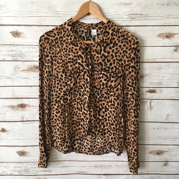 Divided Tops - H&M Animal Print button down shirt